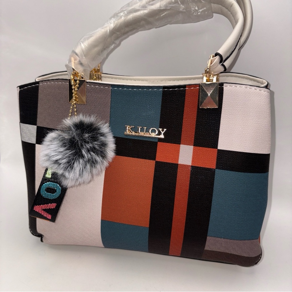 Multicolor Checkered Women's Handbag